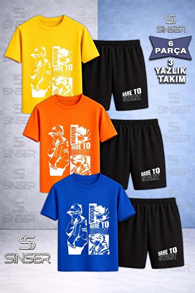 SS SİNSER Παιδικό DARE TO START WHITE Σετ με 3 μπλουζάκια με στάμπα και λαιμό...