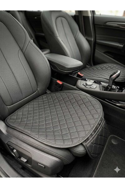 Rovitto Car Seat Cushion (Leather) Front and Rear Set 3 Pieces Add Style to Your Vehicle Black - Black Pattern