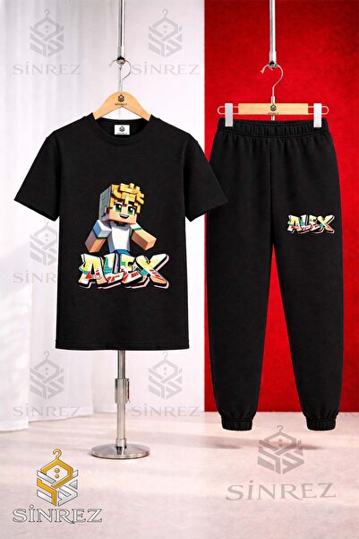SİNREZ Set de trening unisex pentru copii ALEX SARI NOU cu tricou imprimat