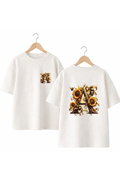playwear Tricou cu imprimeu cu litera A pe spate și piept, 100% bumbac, supra...