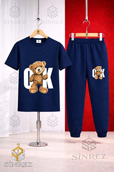 SİNREZ Unisex Kids Ayicik Ok Byz Printed T-Shirt Tracksuit Set