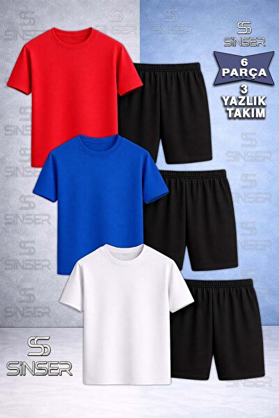 SS SİNSER Tricou pentru copii SADE Special Printless cu gâtul tip crew, 3 pie...