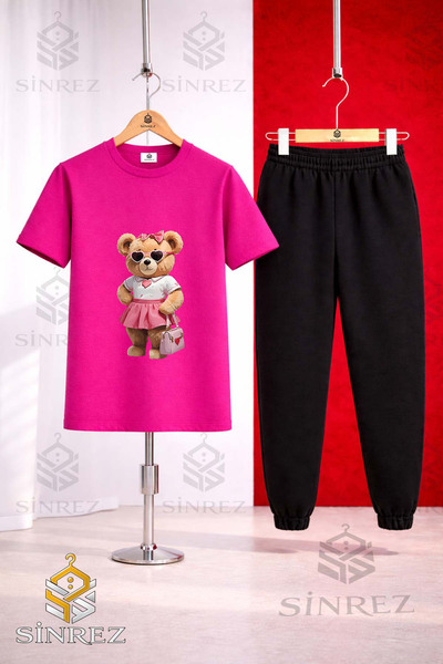 SİNREZ Set de trening unisex pentru copii, cu tricou imprimat și pantaloni de...