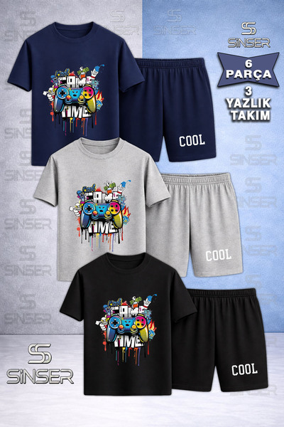 SS SİNSER Παιδικό GAME TIME COOL Μπλουζάκι με Ειδική Στάμπα με Λαιμόκοψη 3 τε...