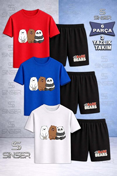 SS SİNSER Tricou pentru copii PANDAS 3LU YAN YAN cu imprimeu special, cu gât ...