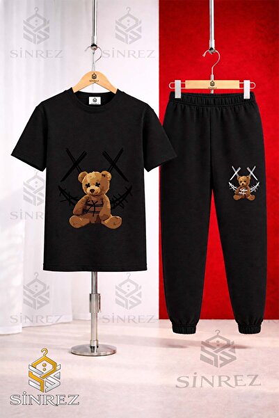SİNREZ Set de trening unisex pentru copii AYICIK YARNED CARPI SYH cu tricou i...