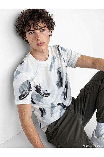 LC Waikiki Crew Neck Patterned Combed Cotton Men's T-Shirt