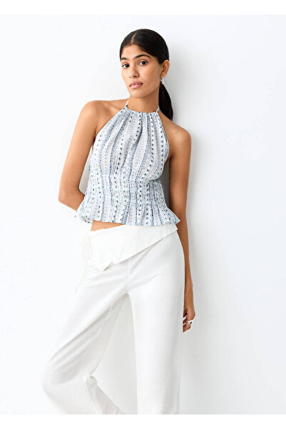 Mango Teen Desenli halter yaka bluz