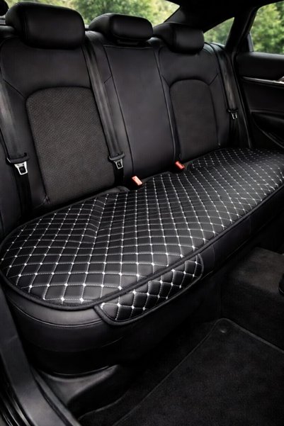 Rovitto Car Seat Cushion (Leather) Front and Rear Set 3 Pieces Add Style to Your Vehicle Black - Gray Pattern