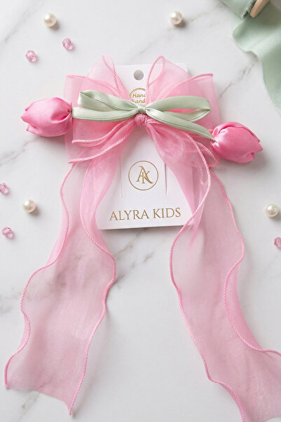 ALYRA Κοριτσίστικο κλιπ μαλλιών με φιόγκο σε σχήμα τουλίπας - Αξεσουάρ με λεπ...