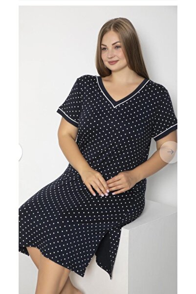 NightLove Women's Battal Kısakol Nightgown C840-258