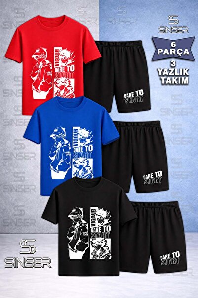 SS SİNSER Παιδικό DARE TO START WHITE Σετ με 3 μπλουζάκια με στάμπα και λαιμό...