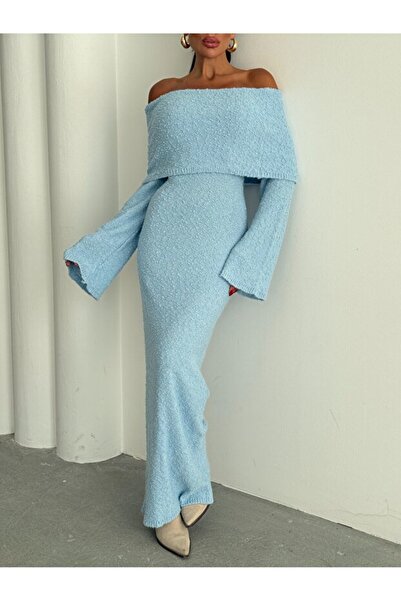 Noi Belis Maxi Boy Carmen Collar Knitwear Dress Ss26El0016