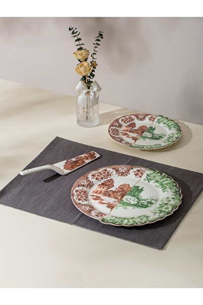 Malooki Σετ γλυκών Heritage – 6 πιάτα γλυκών και μεγάλο πιάτο πορσελάνης, ρου...