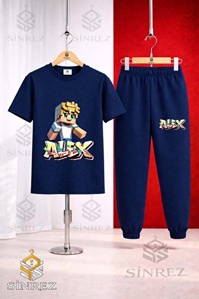 SİNREZ Set de trening unisex pentru copii ALEX SARI NOU cu tricou imprimat