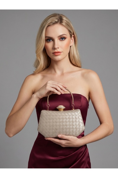 Biçanta Μπεζ Χρώμα Χρυσό Λεπτομερές Χειροποίητο Δερμάτινο Ειδική Σειρά Γυναικ...