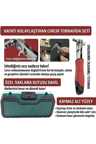 PARKSIDE 23 Parça Çok Amaçlı Cırcırlı Lokma Takımı Somun Sıkma Tornavida Vidalama Seti %100 Alman Kalitesi