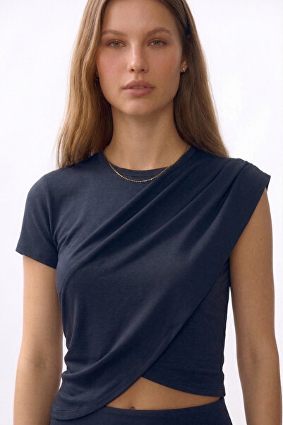 fablair Ασύμμετρη κοπή, ντραπέ καλοκαιρινή μπλούζα, κομψό καθημερινό γυναικεί...