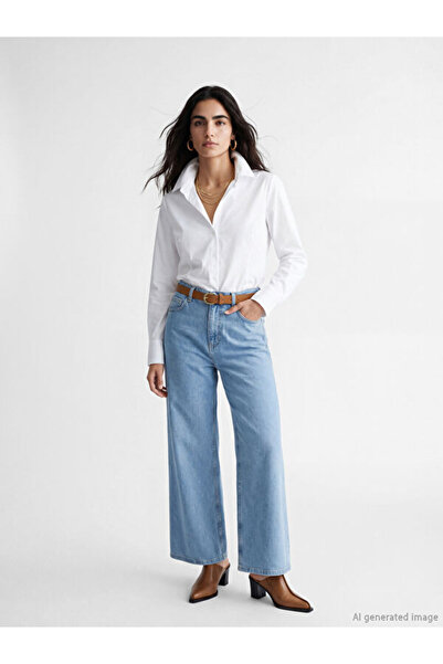 LC Waikiki Rmz Gi̇yi̇m Farkiyla Women's Wide Leg Jeans with Belted Waist