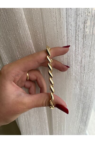 Niceboutique سوار من الفولاذ الذهبي بتصميم حلزوني