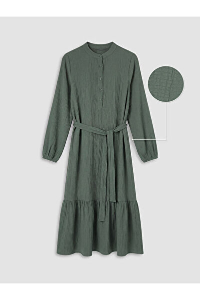 LC Waikiki RMZ GİYİM FARKİLLİHA Rochie texturată cu guler tip halat