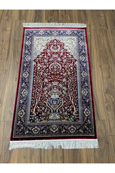 Neşem Halı Boutique KUMKAPI S818A BORDO 150 TARAK İPEK SECCADE HALIMIZ İPEK S...