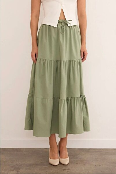 Noi Belis Υφαντή φούστα μάξι με ελαστική μέση SS26ET0008