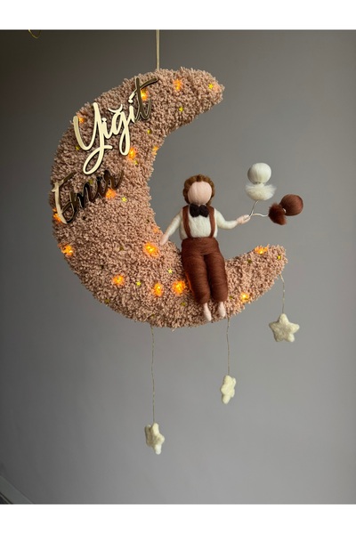 Pure baby handmade Erkek bebek ledli keçe bebekli kapı süsü