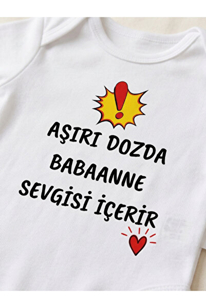 EGGBABY Babaanne Sevgisi Temalı Bebek Body Zıbın %100 Pamuk Eğlenceli Yazılı Hediye Bebek Zıbın