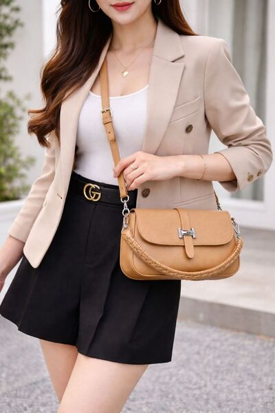 mothers dream Ladies Fashion Flap Crossbody Bag with Braided Handle and Metal...