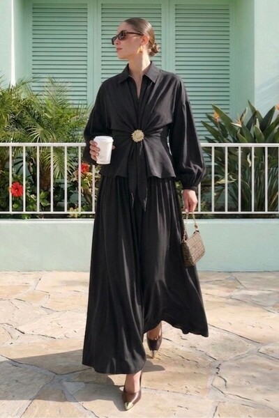 Suziş ΣΕΤ ΜΠΛΟΥΖΑ ΜΕ ΚΟΥΜΠΩΜΑΤΑ ΚΑΙ ΦΟΥΣΤΑ ΜΕ ΕΛΑΣΤΙΚΗ ΜΕΣΗ 51345