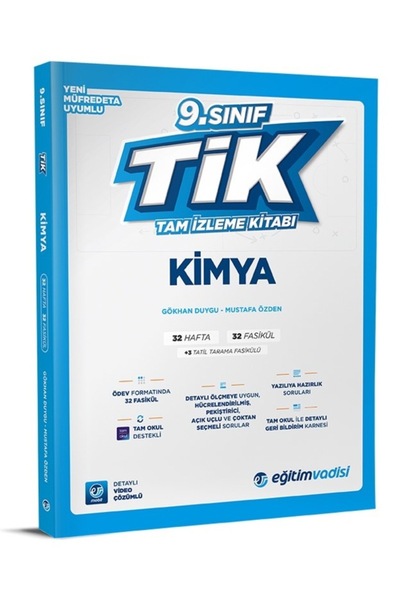 Eğitim Vadisi 2026 9. Sınıf Kimya Tik Tam İzleme Kitabı Maarif Model