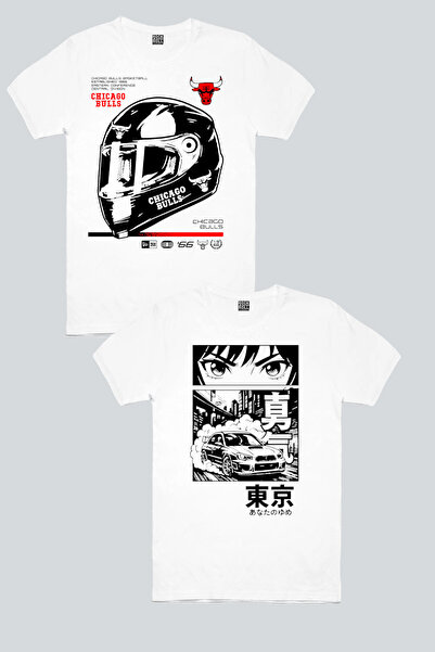 ROCKANDROLL Chicago Racing White, Drift Anime Ανδρικό Μπλουζάκι 2 τεμαχίων Ec...