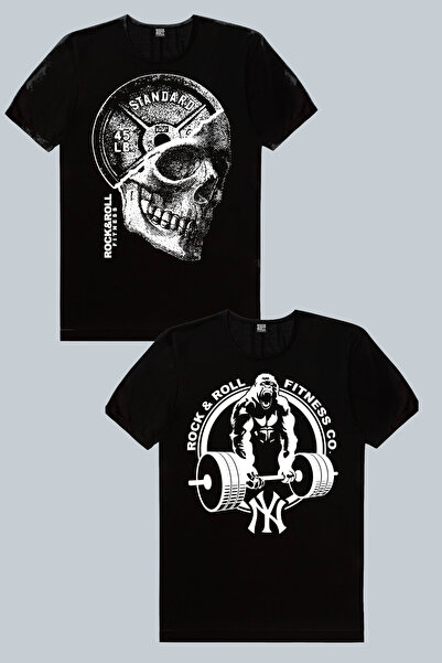 ROCKANDROLL Μαύρο μπλουζάκι Disk Head, Gorilla Gym, ανδρικό, 2 τεμαχίων, οικο...