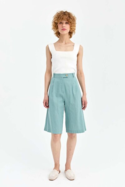 accort Bermuda Keten Pantolon-MINT
