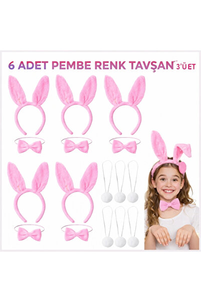 EASERA TİCARET Full Pink Color Rabbit Stage Set 639 Piece Set Crown Bow Tie Tail