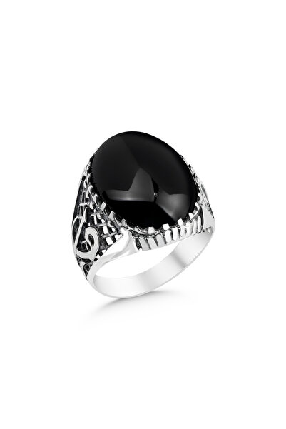 Yuso Silver 925 Ayar Oniks Taşlı Gümüş Erkek Yüzük