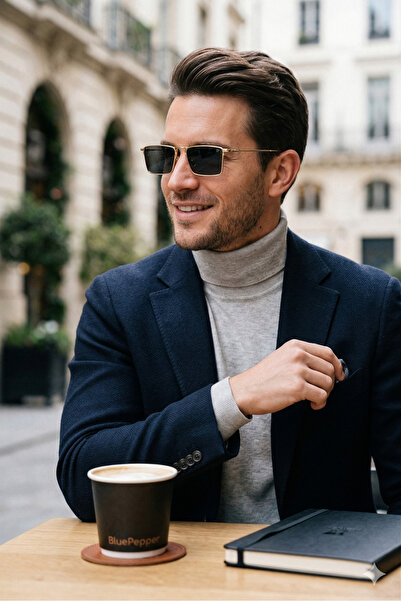 BluePepper Chris |   Rectangle Shape Gold Framed Sunglasses Unisex Modern Eye...