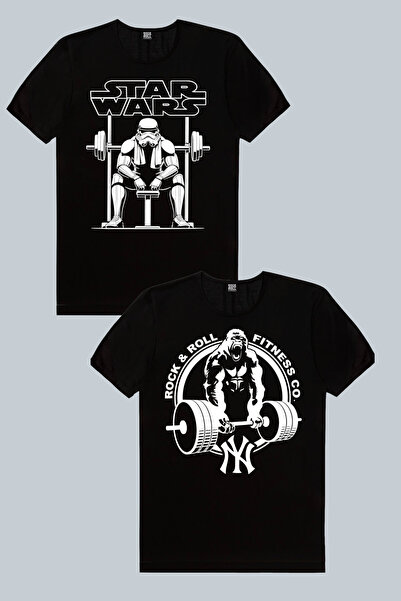 ROCKANDROLL Trooper Gym, Gorilla Gym Ανδρικό Μπλουζάκι 2 τεμαχίων Οικολογικό ...