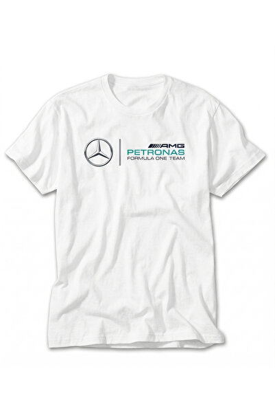Huw Mercedes Petronas Printed White Regular Fit T-Shirt