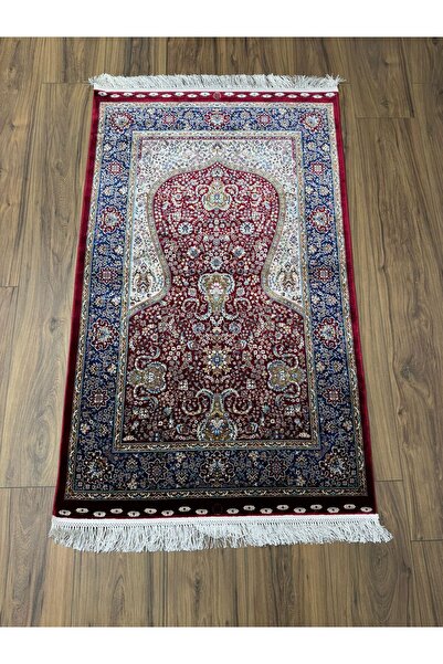 Neşem Halı Boutique KUMKAPI S163A BORDO MAVİ 150 TARAK İPEK SECCADE HALIMIZ İ...
