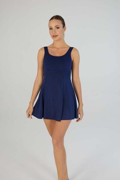 Estiva Γυναικείο Μονόχρωμο Φόρεμα Μαγιό με Σορτς και Τιράντες