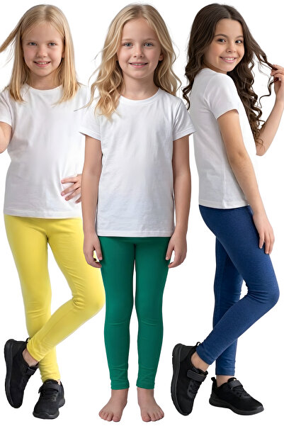 United Fabrics Girls' Leggings - Set of 3 - Soft, Stretchy, Comfortable Cotto...