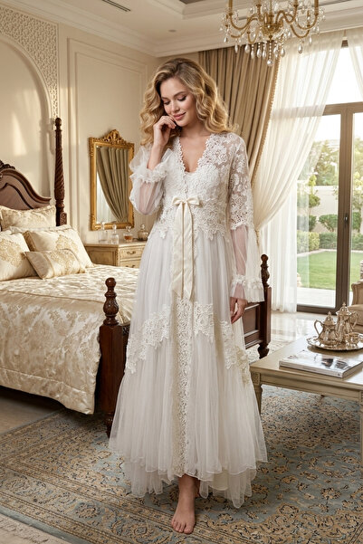 big mama Luxurious Lace Bridal Robe Set - Silk Satin Lingerie & Stylish Robe ...