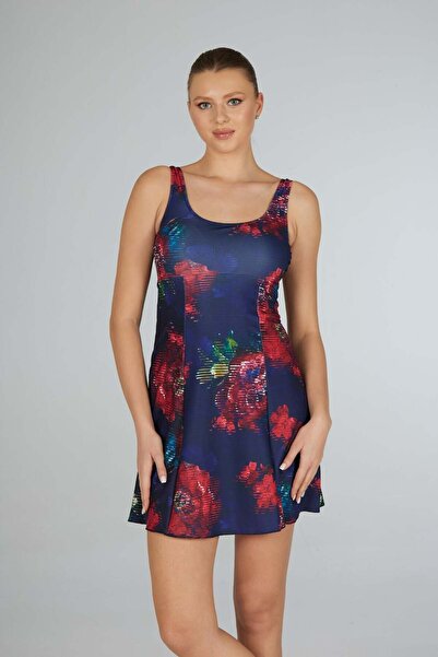 Estiva Γυναικείο ολόσωμο μαγιό με φλοράλ σχέδια σε μπλε ναυτικό χρώμα