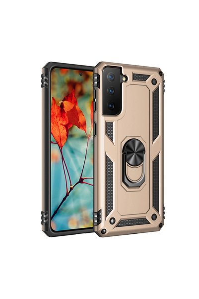 TheGencoo جراب سامسونج جالاكسي S21 غطاء سيليكون صوفيا مع حلقة - ذهبي