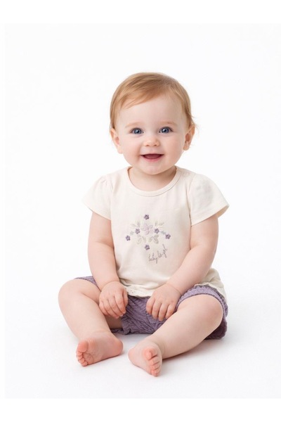 MixMax Bebe Baby Girl Floral Short Sleeve Shorts 2-Piece Baby Set 100% Cotton
