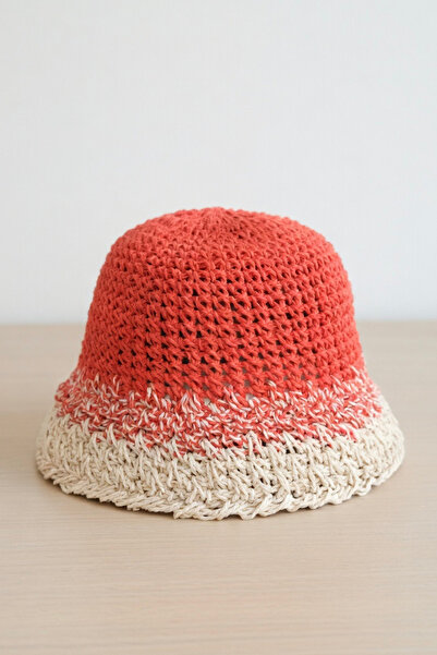 Mollycrush Women's Red Transitional Straw Knitted Bucket Bag |   Summer Beach...