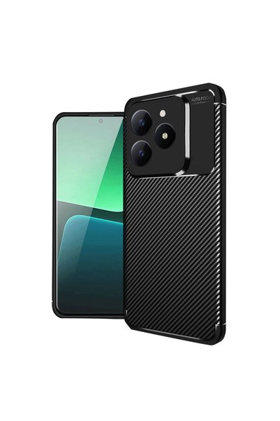 TheGencoo حافظة ريلمي C61 بغطاء كربوني بتركيز تلقائي - أسود