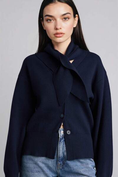 DeFacto Κανονική εφαρμογή, πλεκτή ζακέτα με λαιμόκοψη V H3141AX26SP